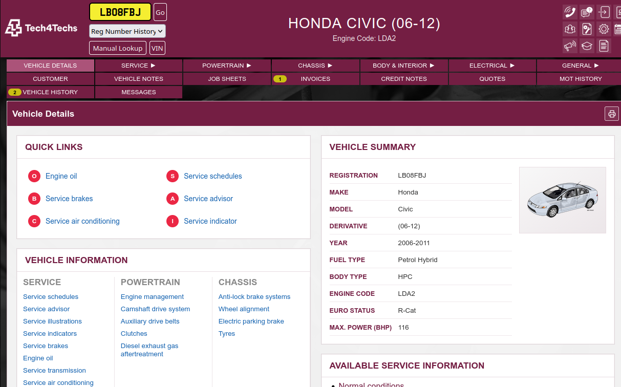 Tech4Techs AD — Autodata-powered interface